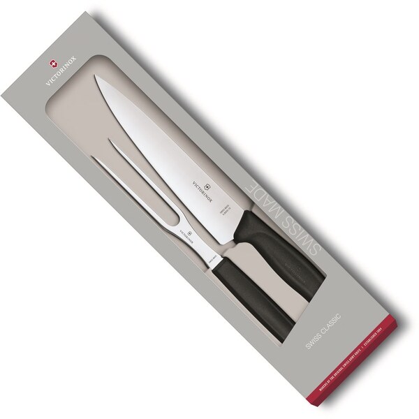 Swiss Army Brands Victorinox Kitchen Sets, Swiss Classic, 2-Piece Carving Set 8In Carving, 6In Carving Fork, Red VIC-6.7131.2G - main